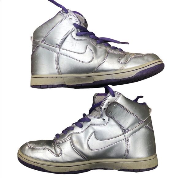 Vintage 2007 Nike SB Dunk High Premium ‘Dinosaur Jr’ Size 10 Silver - Picture 4 of 16